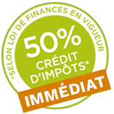 50% Crédit d'impôts selon loi finance en vigueur