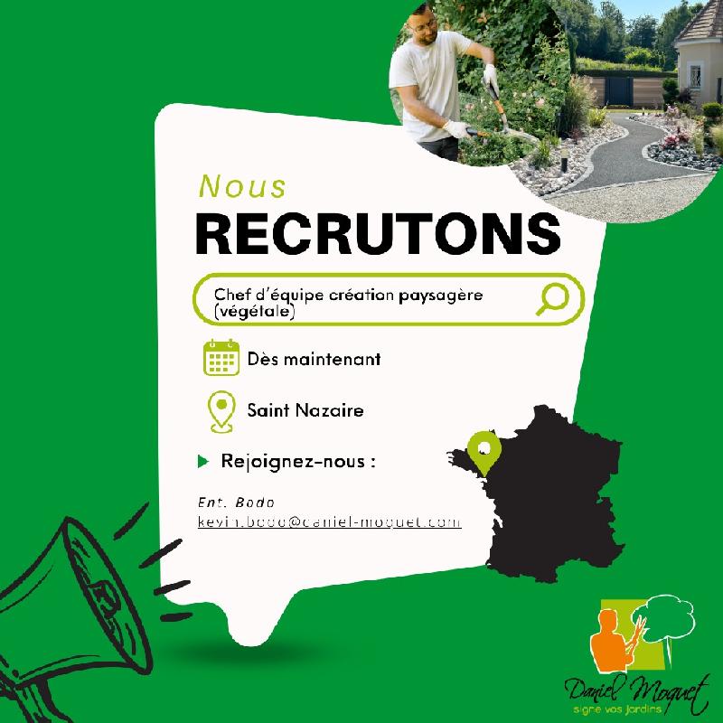 Nous recrutons un CDI chef d'équipe paysagiste !