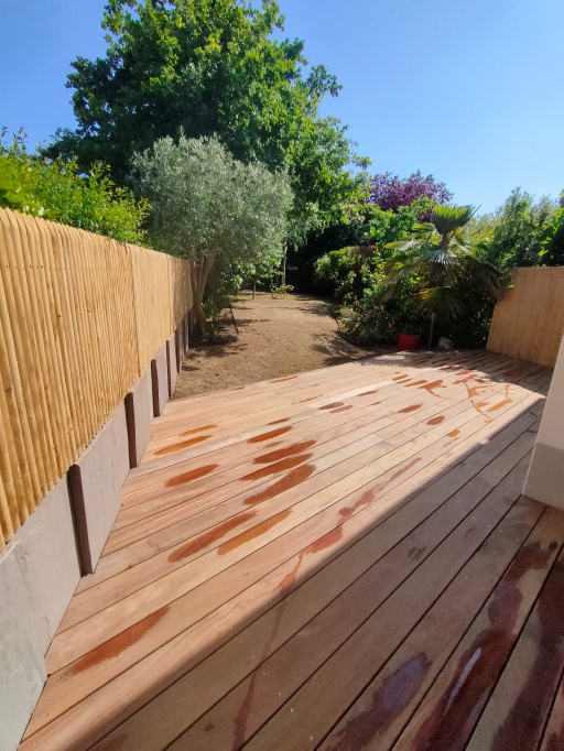 Terrasse bois - Engazonnement traditionnel